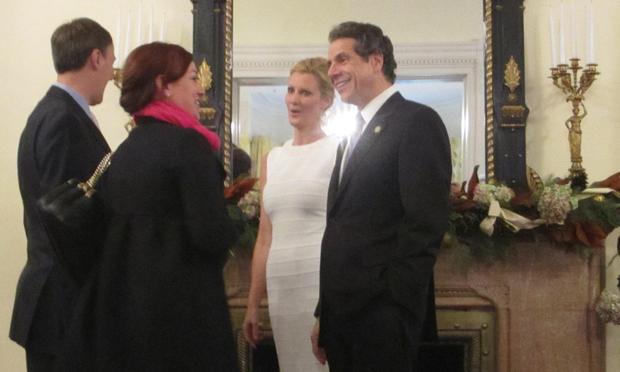 Governor Cuomo, along with girlfriend, Sandra Lee, greeted nearly 300 members of the public at a New Year's Day open house at the executive mansion in Albany.