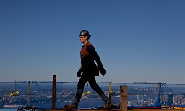 Iron Workers at the top of One World Trade Center on 10.25.2011. Iron Workers at the top of One World Trade Center on 10.25.2011.