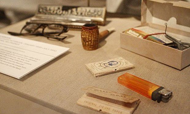 The glasses, rolling papers and pipe of the beat writer Jack Kerouac are on view at the New York Public Library, beginning on May 14. The glasses, rolling papers and pipe of the beat writer Jack Kerouac are on view at the New York Public Library, beginning on May 14.