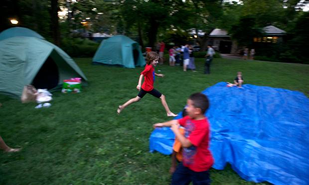 Kids ran free during a camping trip in Central Park.