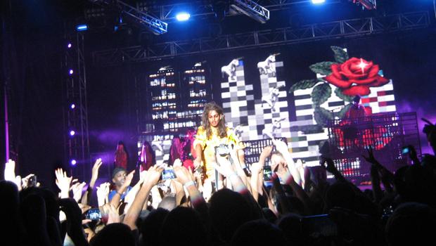 M.I.A. sings to the crowd at HardNYC's concert at Governor's Island M.I.A. sings to the crowd at HardNYC's concert at Governor's Island
