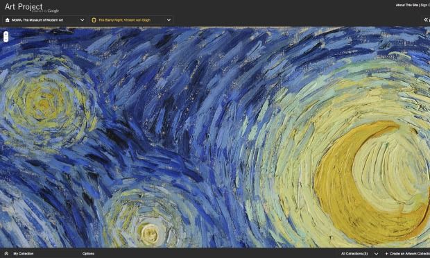 A screen shot from Google's Art Project with a close-up of Van Gogh's 'Starry Night' at MoMA A screen shot from Google's Art Project with a close-up of Van Gogh's