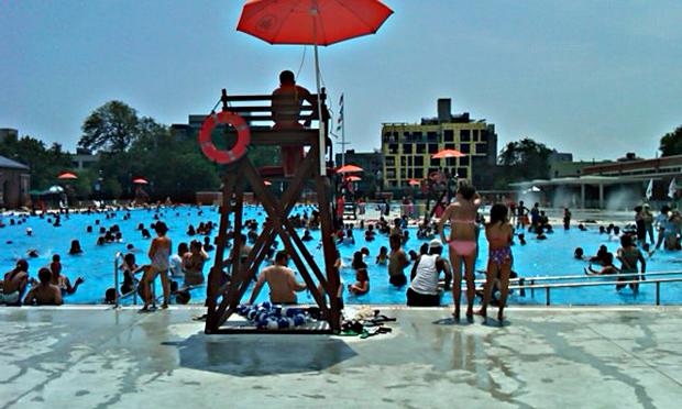 Swimmers flock to McCarren Pool on July 18. mccarren pool, pool,