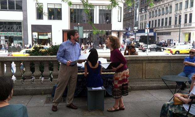 Jeff Spurgeon and Naomi Lewin perform with Jing Li Jeff Spurgeon and Naomi Lewin perform with Jing Li, as part of the Pop-Up Pianos project