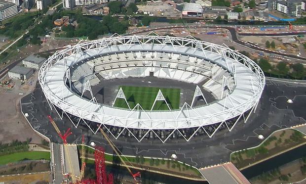 Aerial photo of the Olympic Park main stadium in London Aerial photo of the Olympic Park main stadium in London
