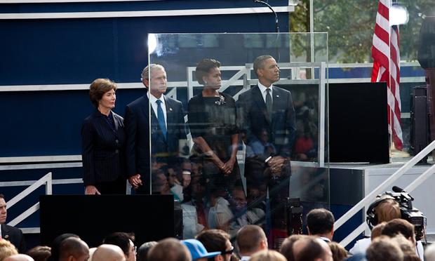 President Barack Obama and George Bush attend the ceremony