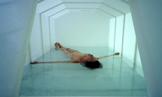 Carson Höller's sensory deprivation pool, where viewers can float in a body-temperature saline mix, now installed at the New Museum.. Carson Höller's sensory deprivation pool, where viewers can float in a body-temperature saline mix, now installed at the New Museum..