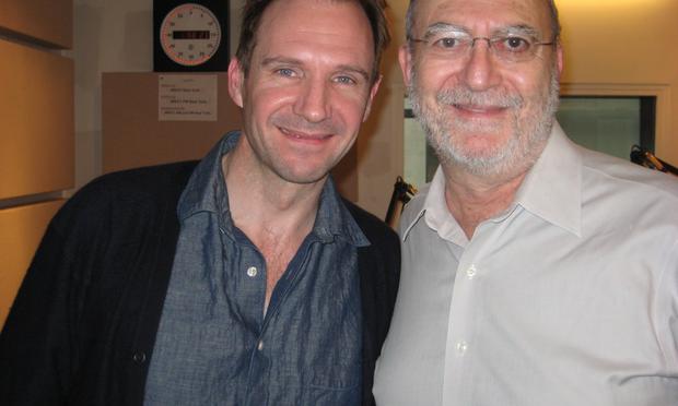 Ralph Fiennes and Leonard Lopate in the WNYC studios