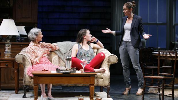 Beth Dixon (left to right), Virginia Kull and Amy Brenneman in the Playrights Horizons production of Rapture, Blister, Burn. Beth Dixon (left to right), Virginia Kull and Amy Brenneman in the Playrights Horizons production of 'Rapture, Blister, Burn.'