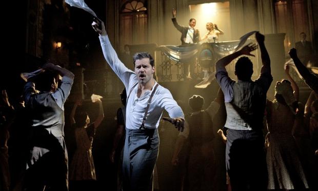 Ricky Martin, Michael Cerveris, and Elena Rogers in Evita
