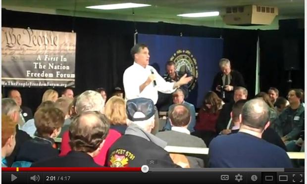 Mitt Romney at a December 2011 town hall in New Hampshire describing his experience as a missionary in France