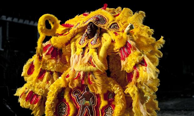 Actor Clarke Peters wears Mardi Gras Indian garb in the HBO series Treme. Actor Clarke Peters wears Mardi Gras Indian garb in the HBO series Treme.