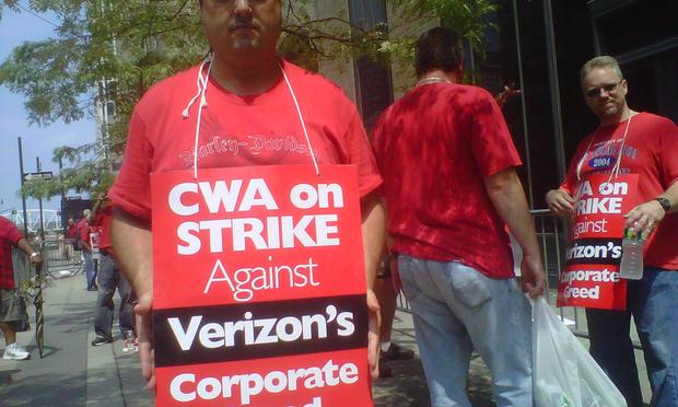Mike Paleski outside Verizon headquarters