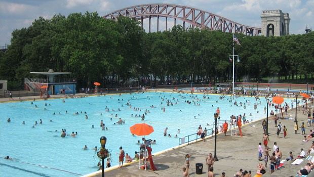 Large crowds flock to accomodatingly large Astoria Pool and its surrounding park in the summer months. Large crowds flock to accomodatingly large Astoria Pool and its surrounding park in the summer months.