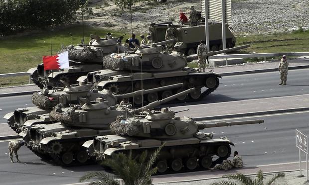 Bahraini army tanks take position near Pearl Square in Manama on February 17, 2011 Bahraini army tanks take position near Pearl Square in Manama on February 17, 2011