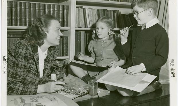 Typical American Family - Ballard family painting with watercolors, 1939-1940.