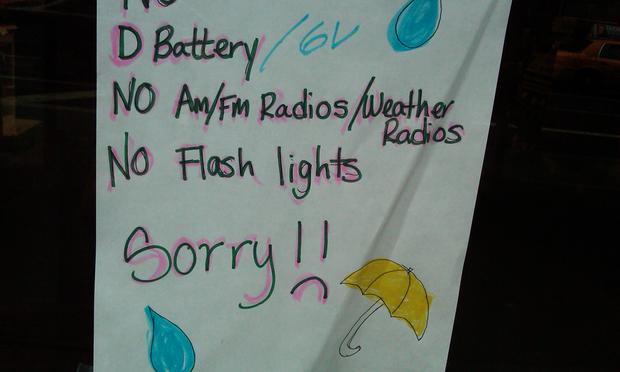 D batteries were among the hardest items to find in the hours leading up to the hurricane's landfall.