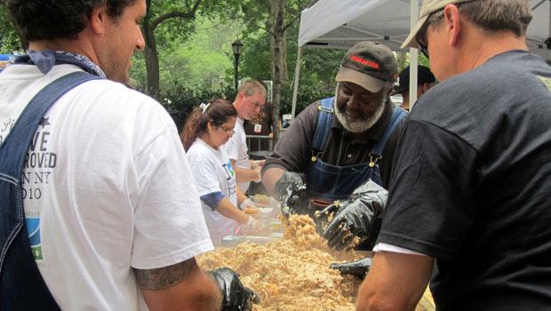 Pitmaster Ed Mitchell serves up Whole Hog at the 2010 Big Apple Barbeque. This year he will be offering both Whole Hog and All Natural Whole Turkey Barbecue. Pitmaster Ed Mitchell serves up Whole Hog at the 2010 Big Apple Barbeque. This year he will be offering both Whole Hog and All Natural Whole Turkey Barbecue.