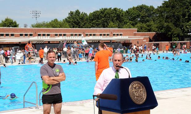 Mayor Bloomberg opens newly renovated McCarren Park Pool and Play Center and announces all city pools are open for summer season.