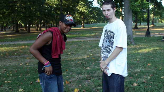 Young guys posing in Crotona Park