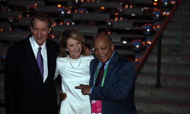 Charlie Rose, Amanda Burden, and Quincy Jones at Vanity Fair Party Tribeca Film Festival 2011.