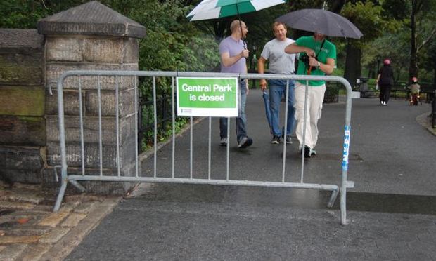 A sign at the 82nd street of Central Park advises visitors that the bike is closed.
