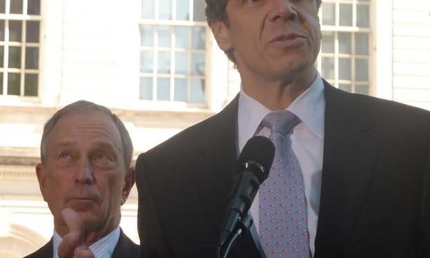 Governor Cuomo and Mayor Bloomberg outside City Hall, on September 22, 2010.