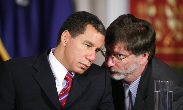 David Paterson and his budget director, Robert Megna.