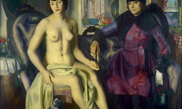 A new exhibit at the Brooklyn Museum examines questions of beauty and liberation in 1920s art. Shown here: George Bellows' 1924 canvas, 'Two Women.'