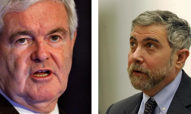 Newt Gingrich and Paul Krugman Newt Gingrich and Paul Krugman