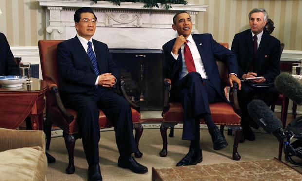 U.S. President Barack Obama and Chinese President Hu Jintao meet in the Oval Office with interpreters at the White House January 19, 2011 in Washington, DC. U.S. President Barack Obama and Chinese President Hu Jintao meet in the Oval Office with interpreters at the White House January 19, 2011 in Washington, DC.