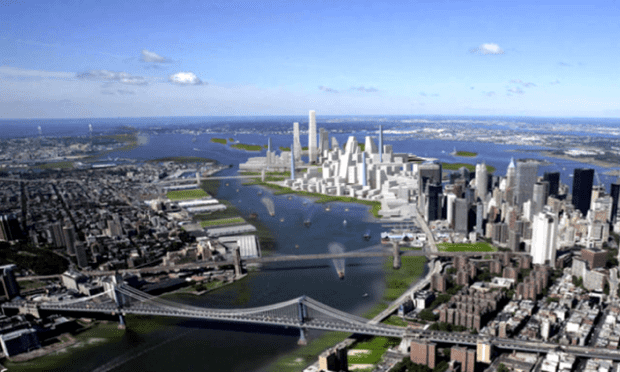 LoLo / Governors Island rendering by Muchan Park, Luc Wilson, Leigh D'ambra and Scott Hayner for Vishaan Chakrabarti, Ruchika Modi and Laurie Hawkinson's Speculation Studio