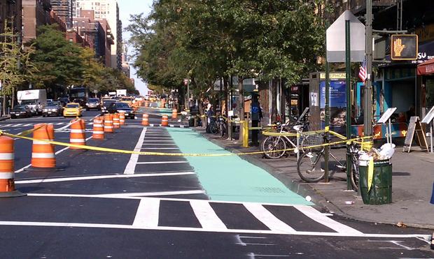 New bike lanes on Columbus Avenue in the summer 2010 New bike lanes on Columbus Avenue in the summer 2010