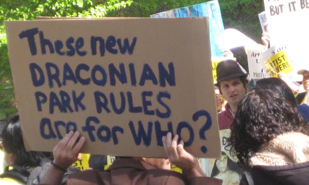 Street artists protest Parks Department rules.
