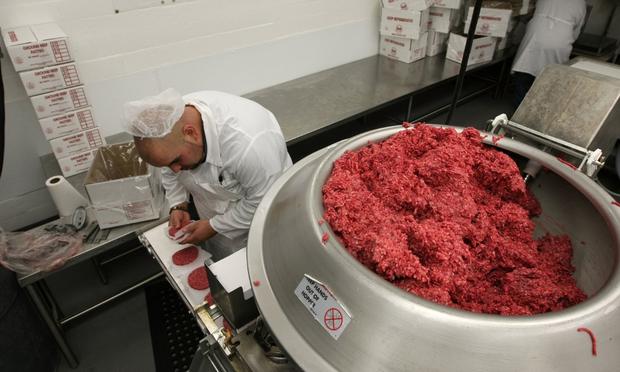 Burger processing at a facility in in San Francisco, California