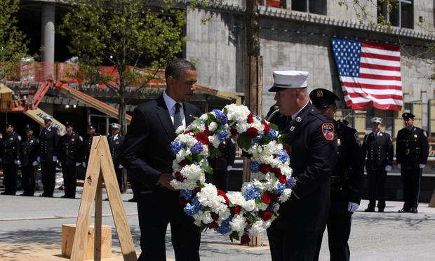 President Barack Obama placed a wreath at the Ground Zero in solemn remembrance of victims of September 11