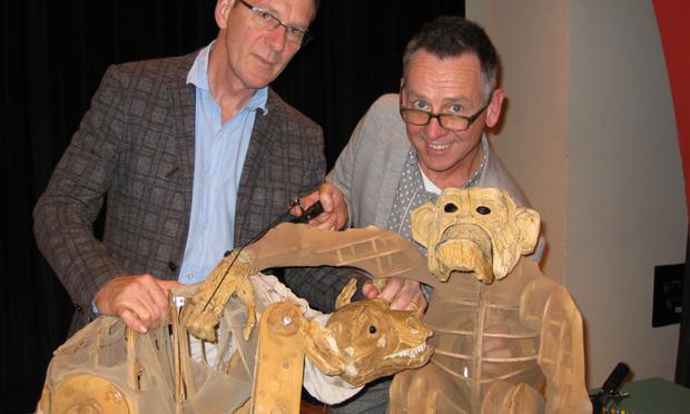 Basil Jones and Adrian Kohler of the Handspring Puppet Company with friends. Basil Jones and Adrian Kohler of the Handspring Puppet Company with friends.