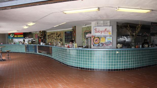 A panorama of the 96th St. concession stand at Rockaway Beach, which features Rockaway Taco, BabyCakes NYC, and Motorboat & the Big Banana. A panorama of the 96th St. concession stand at Rockaway Beach, which features Rockaway Taco, BabyCakes NYC, and Motorboat & the Big Banana.