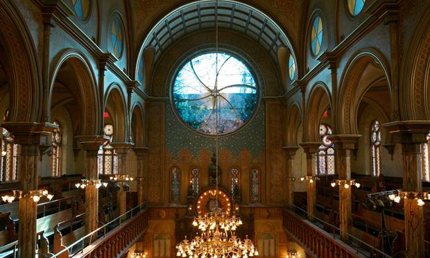 Eldridge Street Synagogue stained glass window, designed by Kiki Smith and Deborah Gans