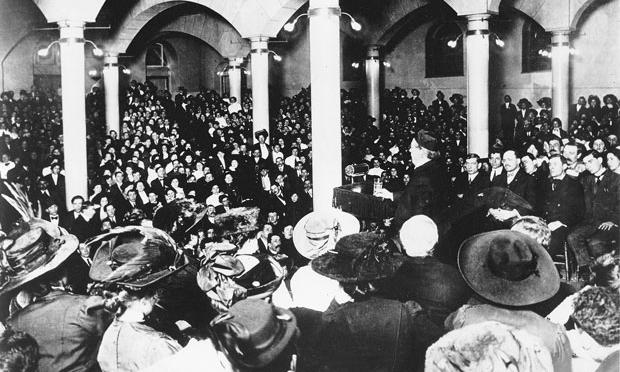 Samuel Gompers and other political activists and labor leaders addressed Shirtwaist workers at Cooper Union November 22, 1909. Samuel Gompers and other political activists and labor leaders addressed Shirtwaist workers at Cooper Union November 22, 1909.