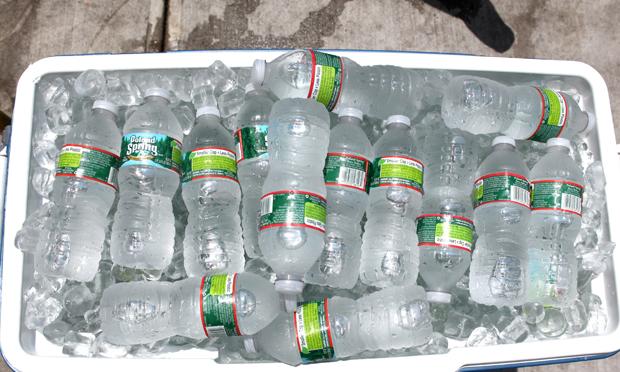 water bottles, heat, summer, hot