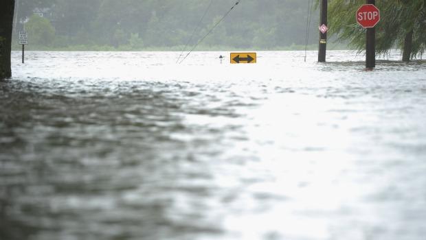 Flooding caused by Hurricane Irene near Spring Lake, New Jersey. Flooding caused by Hurricane Irene, the nearby Atlantic Ocean and the breaking of local dams on August 28, 2011 covers areas of Spring Lake, New Jersey.
