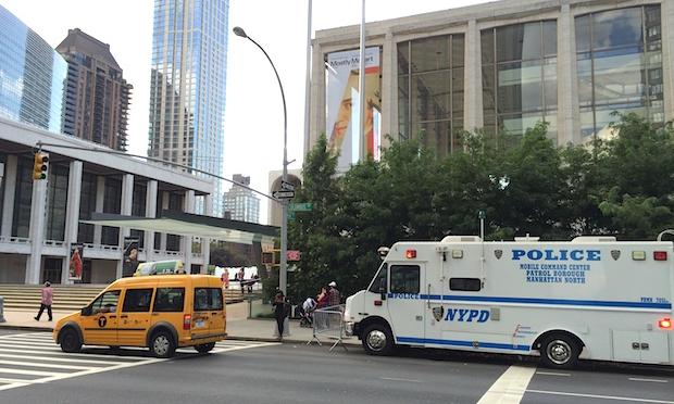 Police in front of Lincoln Center in advance of the Metropolitan Opera's lockout deadline Sunday Police in front of Lincoln Center in advance of the Metropolitan Opera's lockout deadline Sunday