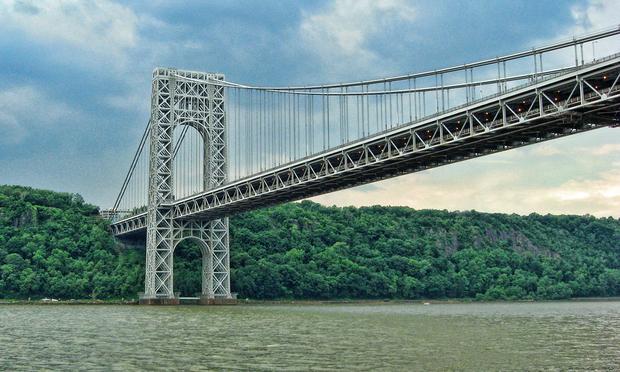 The George Washington Bridge with the New Jersey Palisades where one of our staff members will be hiking this weekend.