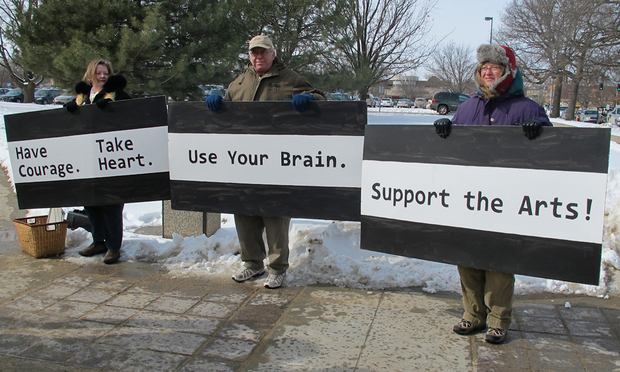 Protesters rally for the arts in Topeka, KS on February 10, 2011. Protesters rally for the arts in Topeka, KS on February 10, 2011.