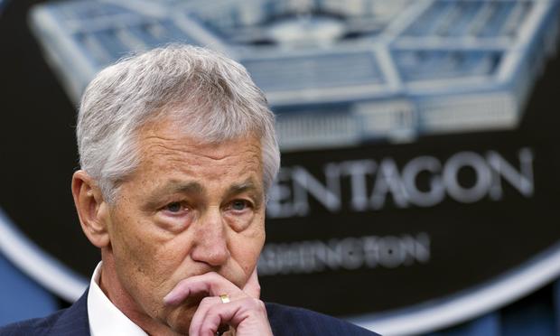 US Secretary of Defense Chuck Hagel speaks during a press briefing on the Pentagon's Fiscal Year 2014 budget at the Pentagon in Washington, DC, on April 10, 2013.