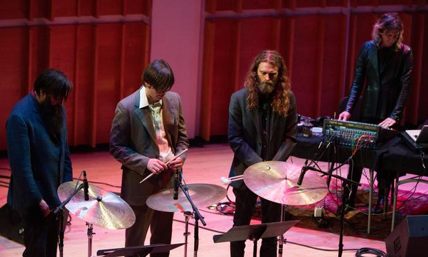 From left: Ryan Sawyer, Kid Millions, Greg Fox and William Basinsky at Merkin Concert Hall March 29, 2014