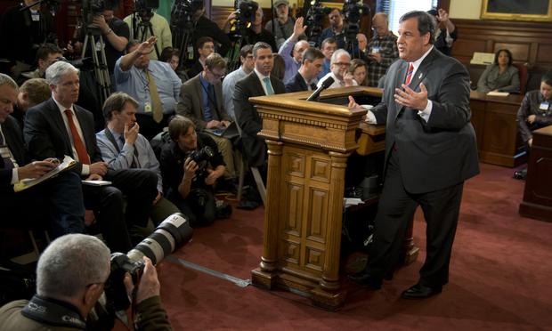 TRENTON, NJ - NJ Governor Chris Christie speaks to press on March 28, the day after an internal investigation exonerates him from involvement in Bridgegate. TRENTON, NJ - NJ Governor Chris Christie speaks to press on March 28, the day after an internal investigation exonerates him from involvement in Bridgegate.
