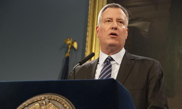 Mayor Bill de Blasio speaks at a press conference about Myls Dobson on January 17th. Mayor Bill de Blasio speaks at a press conference about Myls Dobson on January 17th.