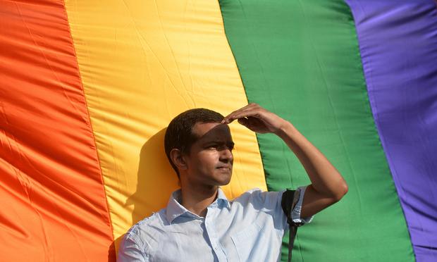 An Indian gay-rights activist looks on during a protest against the Supreme Court ruling reinstating a ban on gay sex in Bangalore on December 11, 2013.